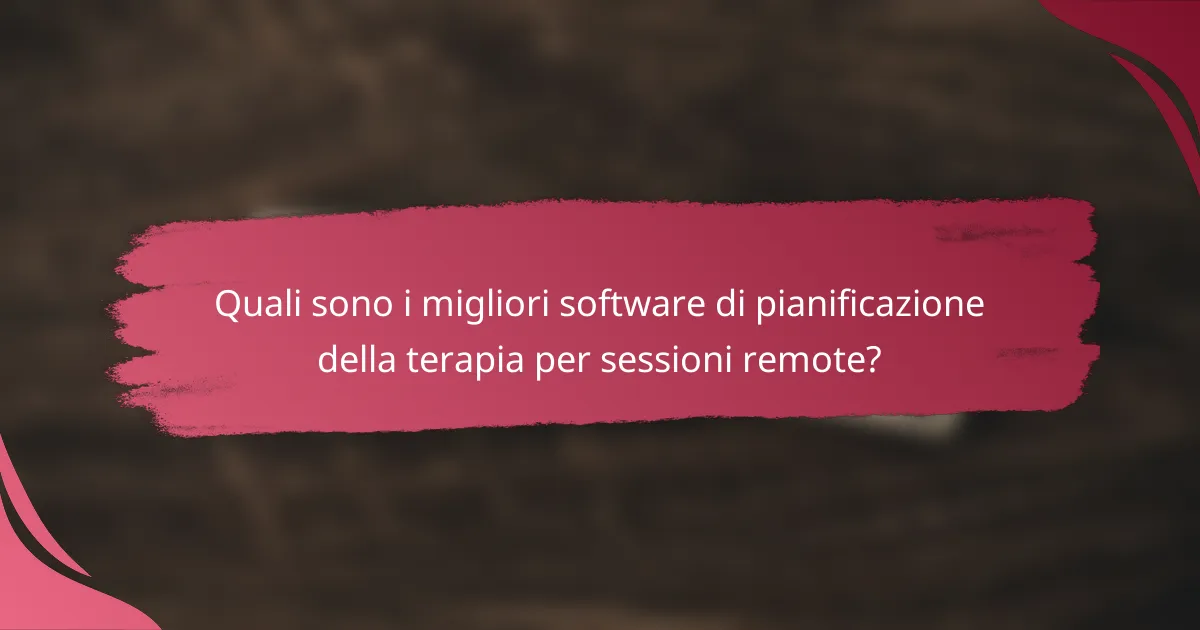 Quali sono i migliori software di pianificazione della terapia per sessioni remote?
